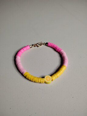 Handmade Women's Heishi Clay Bead Bracelet/Ankle Bracelet Lemonade Theme